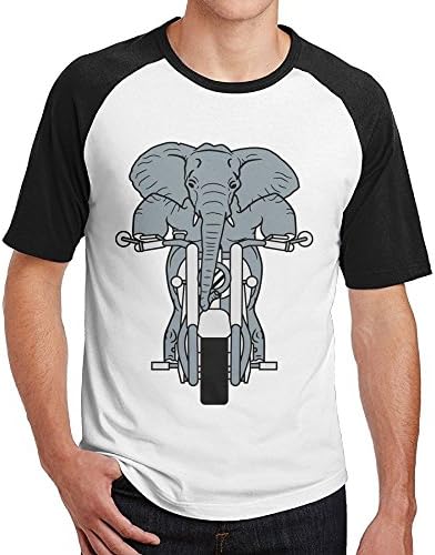 Qsjri NNNG Elephant is Riding A Bike 6 Raglan Crewneck Shirts Short-Sleeve Cotton Men's