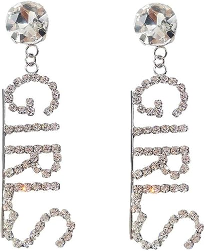 Amazon Com Dana Carrie S925 Silver Needle Full Diamond Letter Earrings Female Personality Pendant Earrings Exaggerated Long Earrings Female Jewelry