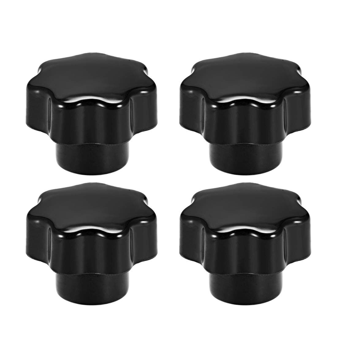 sourcing map 4 Pcs Seven-Pointed Star Knob Grip Handle M8 Diameter Brass Insert Female Thread Black