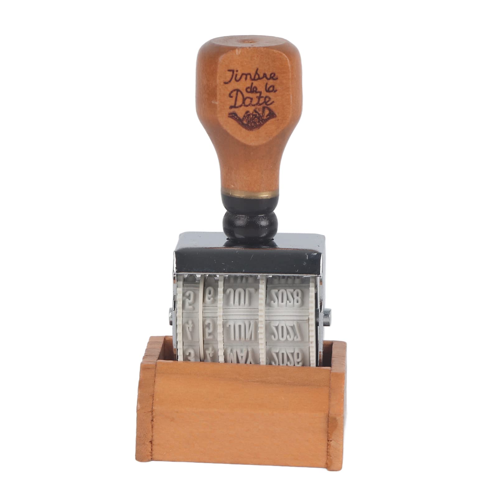 Furnoor Wooden Date Seal,Rolling Wheel Stamp Vintage Font for DIY Scrapbooking Art Decoration
