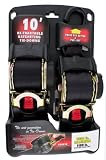 Erickson 34416 Pro Series Black 2" x 10' Retractable Ratcheting Tie-Down Strap