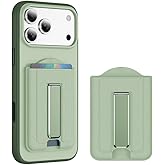 Micoden Compatible with Magsafe Wallet, 2 Card Holder, Minimalist Slim Leather Lightweight Strongest Magnetic Wallet Adjustable Stand & Grip for iPhone 17/16/15/14/13/12 Series,Not for Mini,Moss Green