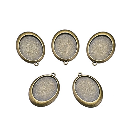Beadthoven 10pcs Oval Vintage Tibetan Style Alloy Pendant Cabochon Bezel Settings Fit Oval Tray: 40x30mm Jewelry Making Necklace Accessories (Nickel Free, Antique Bronze)