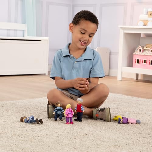 Melissa & Doug 7-Piece Poseable Wooden Doll Family for Dollhouse (2-4 inches Each)