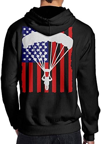 Praygood11 American Parachuting Skydiving USA Flag Men's Pullover Hoodie Sweatshirt,Back Print