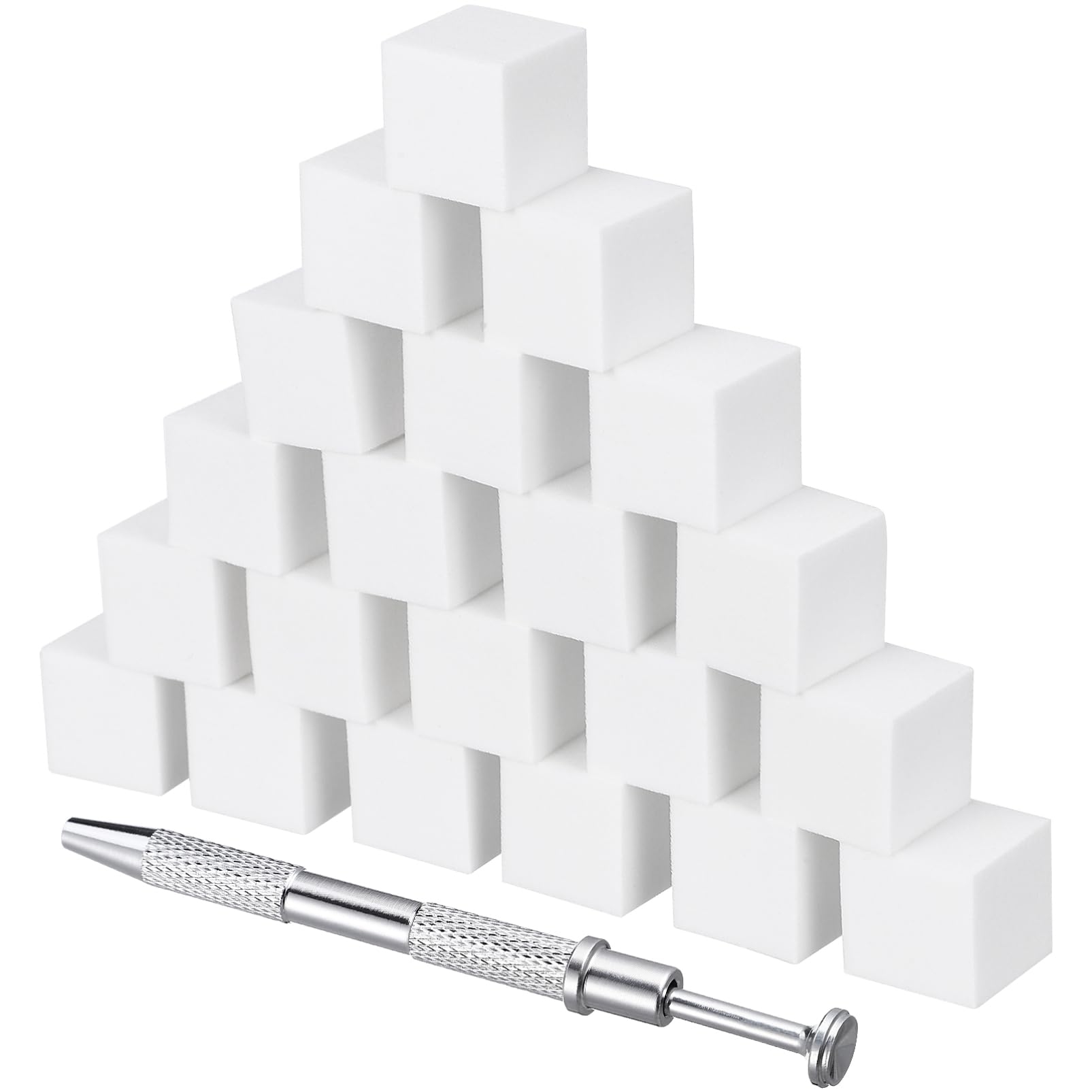 FUNOMOCYA 1Set Nail Sponge Kit for Manicure Art Color Fade Tofu Block Sponges with Stainless Steel Grabber Tool Soft and Convenient for Gradient Nail Designs Total Including Sponges