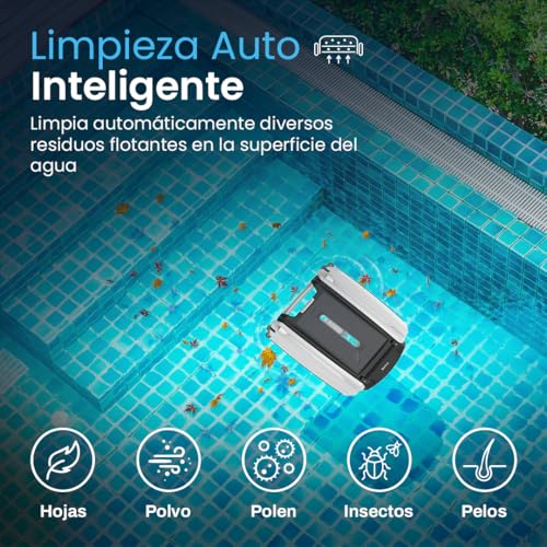 Betta SE Solar Pool Skimmer Robot – Automatic Surface Cleaner, 30h Battery, Salt and Chlorine Resistant Motors, Obstacle Avoidance, Cleaning 24/7 (White)