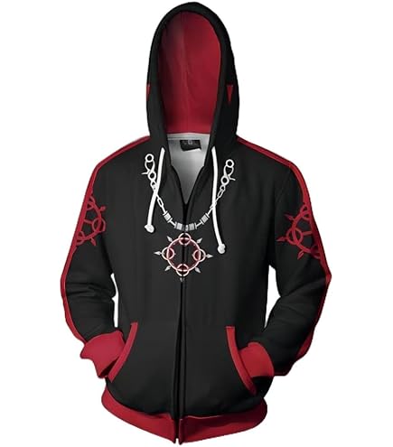 Amazon.com: CHLOBLOM Edward Elric Cosplay Costume 3D Hoodie Zipper