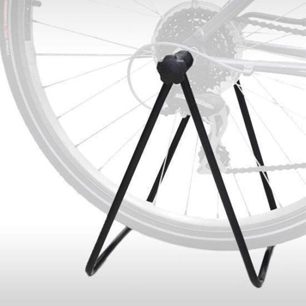 Easyinsmile Foldable Bicycle Display Stand Bicycle Triple Wheel Hub Foldable Utility Stand Adjustable Bike Repair Parking Holder Steel Frame