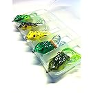 wLure 5 Hollow Body Topwater Frogs Fishing Lures Baits with Free Tackle Box 2 1/5 Inch 3/8 Oz FG43KBUS