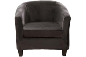 GOSTADY Club Chair Slipcover 2 Piece Velvet Tub Chair Slipcover Soft Stretch Velvet Round Barrel Chair Covers Armchair Covers Furniture Protector for Living Room Hotel Counter Cafe Pattern 35