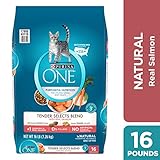 Purina ONE Natural Dry Cat Food; Tender Selects Blend With Real Salmon - 16 lb. Bag
