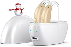 AFFLAT Hearing Aids for Seniors,Rechargeable Hearing Amplifier with Noise Cancelling,Adjustable Volume Control,One Pair Hearing Assist Devices with Charging Box