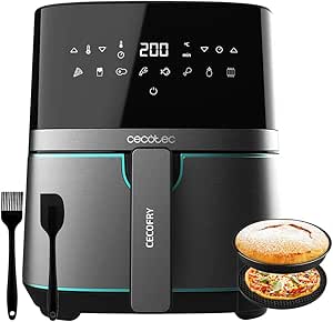 Cecotec Freidora sin Aceite de Aire Cecofry Full InoxBlack 5500 Accesorios. Dietética y Digital, 1450W Nominal, 1600W Máxima, 5L Volumen, 5,5L Área cocinado, Acabados Acero Inox, Termostato regulable