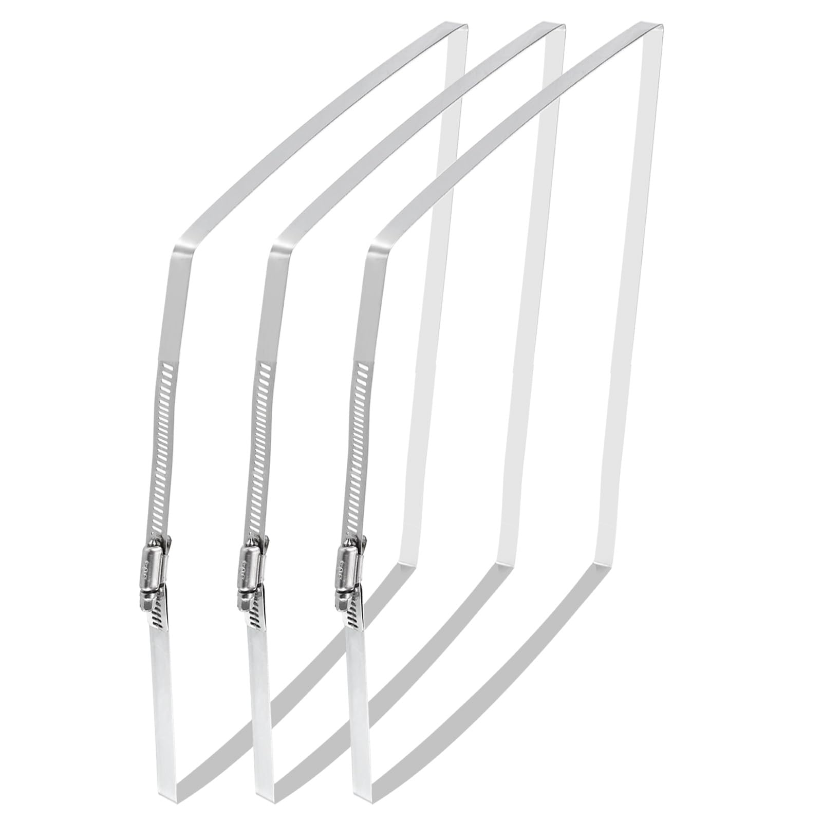 uxcell Rectangular Hose Clamps, 20" x 8" 304 Stainless Steel Square Duct Pipe Clamp for Ducting, Securing Hose, Cable and Bridge Project Application, Pack of 3
