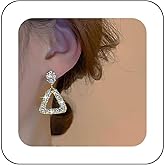 Erimberate Bohemian Teardrop Crystal Stud Earrings Gold Cz Triangle Dangle Earrings Rhinestone Hollow Geometric Drop Earrings Geometric Oval Earrings Jewelry for Women