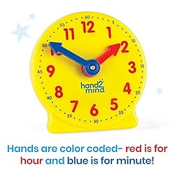 hand2mind Mini Geared Clock, Telling Time Teaching