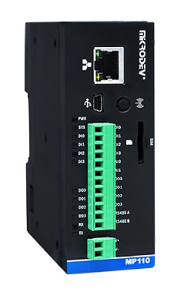 Programmable Logic Controller (PLC) - Ethernet, RS485, MQTT, MODBUS, 4 DI, 4 DO, 2 AI, IO Extension up to 196 points, FBD and Ladder Logic Support- MP110E