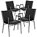 Flash Furniture 4 Pack HERCULES Series Heavy Duty Black Vinyl Stack Chair with Arms