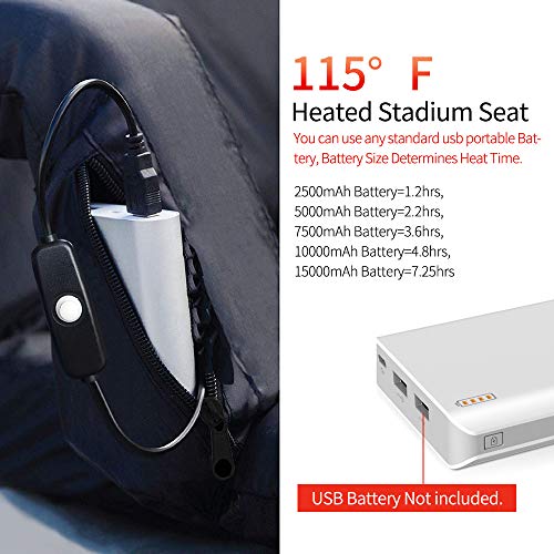 Blufree Heated Stadium Bleacher Seat, Foldable Portable Heated Chair,6