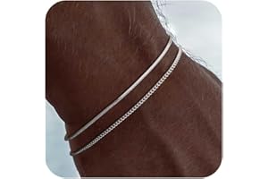 Moodear Silver Figaro & Snake Box Bracelets, 2mm/3mm/5mm Cuban Chain, 6.5/7/7.5/8/8.5/9 Inch, Unisex Jewelry, Men's Gift, Zinc, Lobster Claw Clasp, Men's Bracelet