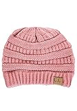 Thick Slouchy Knit Unisex Beanie Cap Hat,One Size,Rose