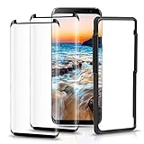 Woitech 2 Pack Galaxy S8 Screen Protector with Installation Tray, [Case Friendly] [3D Curved] [HD Clear] Tempered Glass Screen Protector for Samsung Galaxy S8 Black