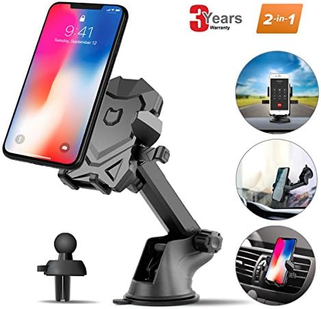 Car Phone Mount for Cars Accessories,Universal Air Vent Dashboard Windshield Phone Holder for Car Mount Holder Cradle with 360°Rotation for iPhone,Samsung Galaxy Note,LG,GPS and Smartphones By iFedio