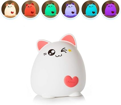 Amazon シリコンネコ デスクライト小型 Ledライト 七色切り替え 常夜灯 デスクスタンド 間接照明おしゃれ 電気スタンド ワイヤレス ブルートゥース 充電式 卓上 スタンドライト 高音質 テーブルランプ ベッドサイドランプ 手触り タッチセンサー 室内寝室 夜間ライト