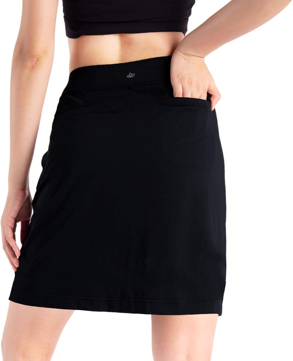 Yogipace Women's 4 Pockets UPF 50+ 17" Long Tennis Skirt Running Golf Skorts: Clothing
