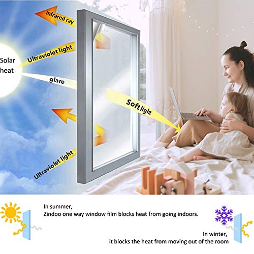 Zindoo Vinyl for Windows Mirror Effect Glass Unidirectional Privacy Protector Anti 99% UV Insulation Film Suitable for Home, Office Silver 40 x 200 cm | One Way Privacy Protector Anti 99% UV Insulation Film Suitable for Home, Office