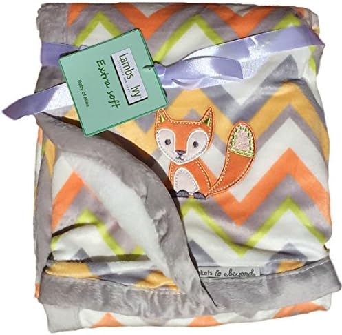 Lambs and Ivy, Baby Blankets Unisex, Warm and Cozy, Extra Soft Micro Plush Fleece Blanket, Anti-Pilling, Sherpa Backing, Multiple Designs and Themes (Fox with Zig Zag)
