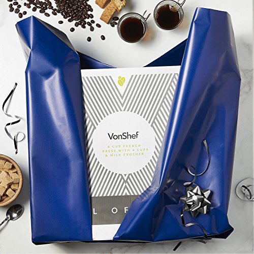 VonShef French Press Coffee Cafetiere Set with Milk Frother and 4