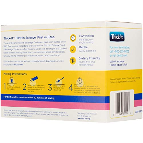 THICK-IT ORIGINAL FOOD & BEVERAGE MILDY THICK SINGLE-SERVE PACKETS FOR DYSPHAGIA (IDDSI), NECTAR CONSISTENCY, DIGESTIBLE SWALLOWING AID, EASY-TO-MIX & INSTANT DISSOLVE, 5G PACKET (200 PACK)