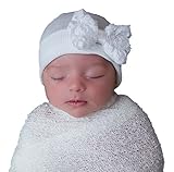 Infanteenie Beenie White Ruffled Bow on a White Newborn Hospital Hat