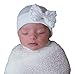 Infanteenie Beenie White Ruffled Bow on a White Newborn Hospital Hat