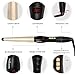 HISOON Hair Curling Wand,1.25 Inch Curling Iron Dual Voltage Hair Curler with Ceramic Barrel and Adjustable Temperature for All Hair Types, Travel Hair Wand with Glove and Curl Clips,Gold