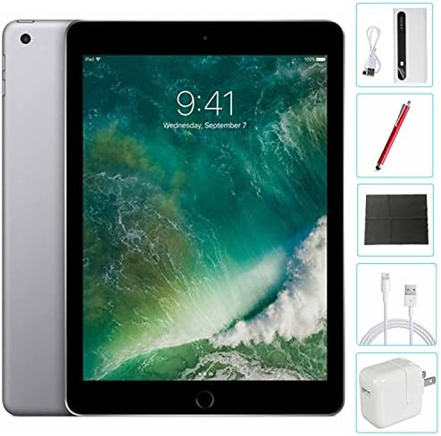 Apple iPad 9.7" (2017) 128GB Wi-Fi Space Gray Accessories Bundle(10,000mAh iPad Power Bank, iPad Stylus Pen, Microfiber Cloth)