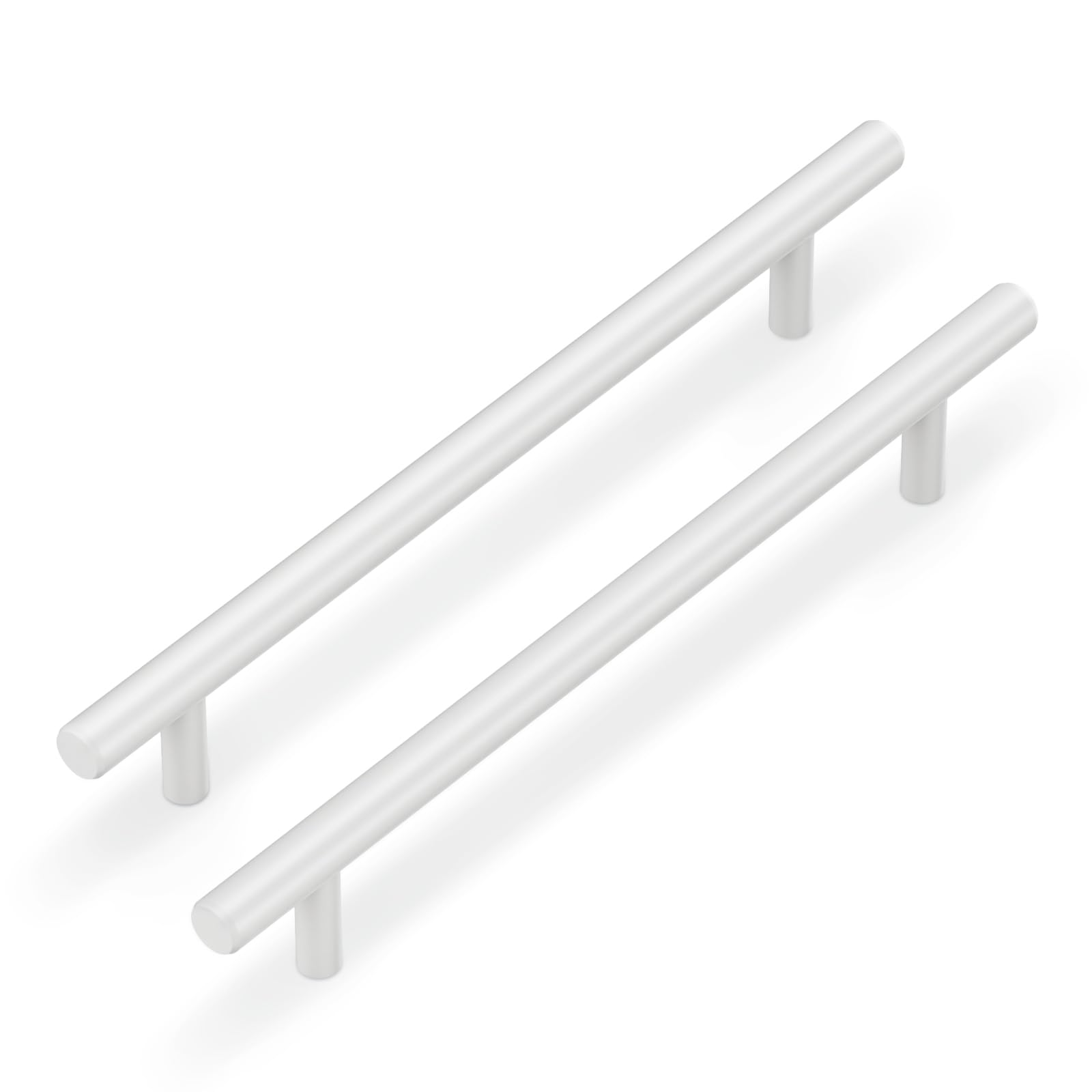 LONTAN 10 Pack White Kitchen Cupboard Handles - 128mm Drawer & Cabinet Handles in Stainless Steel for Kitchen, Bathroom & Wardrobe Doors