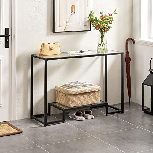 Yaheetech 42" Console Table, Tempered Glass Entryway Table, 2Tier