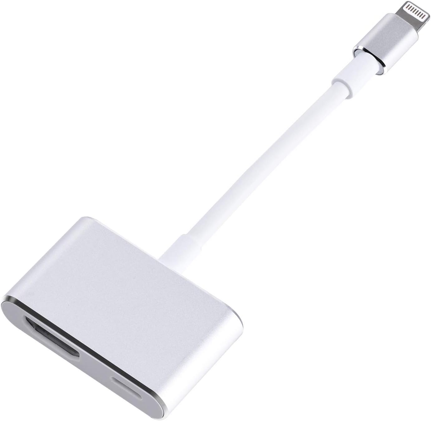 Lighting to HDMI Adapter Converter, 2 in 1 1080P HDMI Digital Adapter Connector for Phone Pad Pod, Silver
