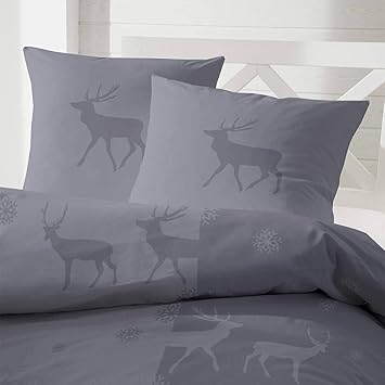 Enrico Coss Edelflanell Bettwasche Hirsch Grau 1 Bettbezug 155 X