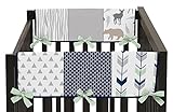 Sweet Jojo Designs Baby Crib Side Rail Guard Wrap Covers Teething Protector for Navy Blue, Mint and Grey Woodsy Boy Bedding Collection