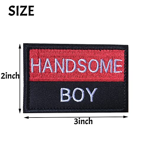 GYGYL 2Pcs Handsome Boy Patch, Dog Vest Patch, Embroidered Fastener Hook and Loop Patch for Dog Vest Harnesses Collars