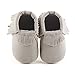 DELEBAO Unisex Baby Soft Sole Tassels Crib Shoes Moccasins Loafers 3-6 Months, Grey