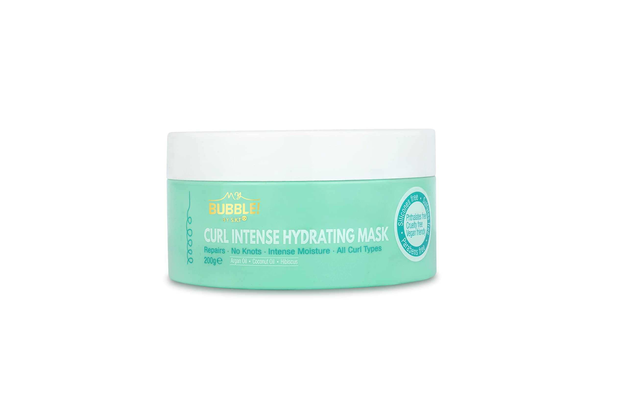 My Bubble! Curl Intense Hydrating Mask 200g with Argan, Coconut & Hibiscus for all curly hair types, vegan, silicone free, parabens free, sulfates free, curly girl method approved