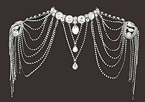 Onebest Wedding Bridal Women Crystal Rhinestone Shoulder Body Chain Necklace Jewelry