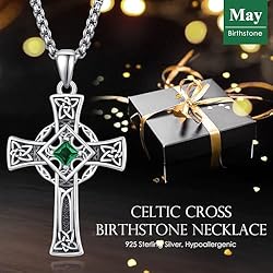 ADMETUS May Birthstone Cross Necklace Sterling