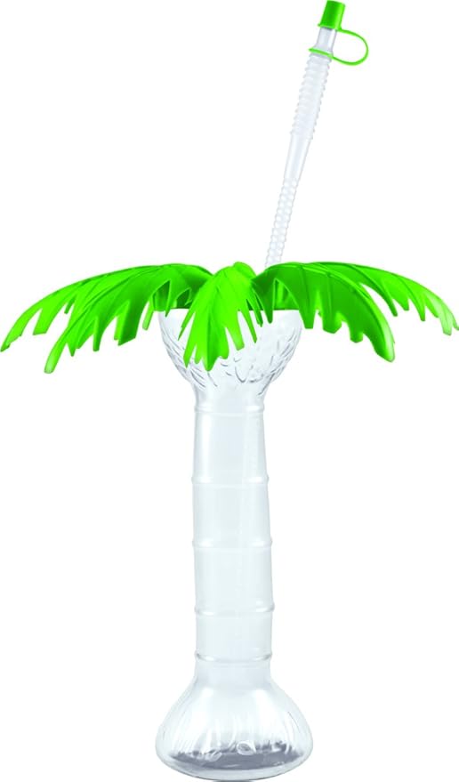 16 oz Palm Tree Cup with Lid and Straw Pack of 8 Health & Personal Care