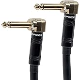 Monoprice1/4-Inch TS Right Angle Male to 1/4-Inch TS Right Angle Male Cable - 3 Feet - 16AWG, Gold Plated - Premier Series